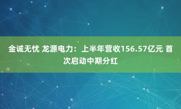 金诚无忧 龙源电力：上半年营收156.57亿元 首次启动中期分红