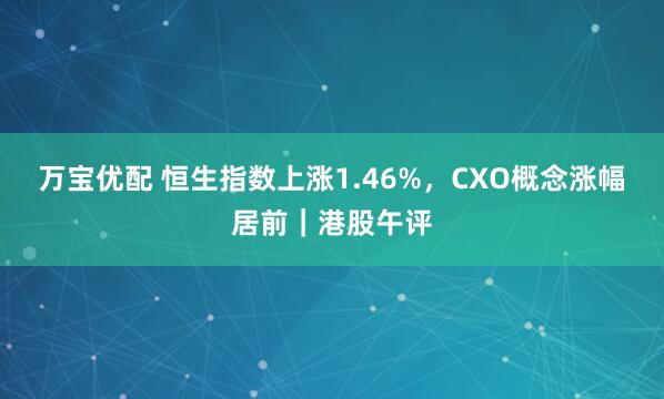 万宝优配 恒生指数上涨1.46%，CXO概念涨幅居前｜港股午评